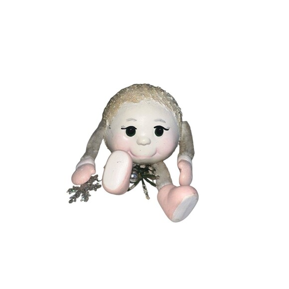 Vintage Snowball Shelf Sitter Figurine Noggins Anthropomorphic Christmas - Picture 4 of 13